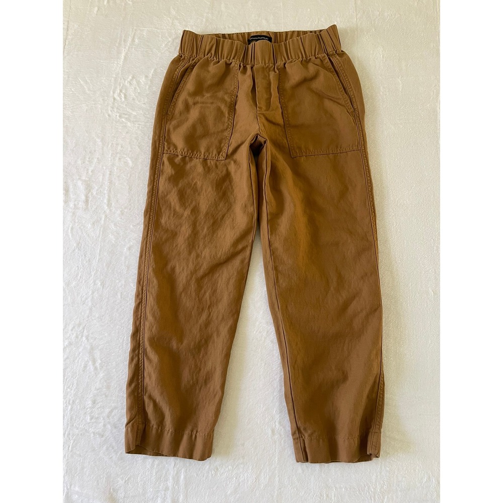 Banana Republic Womens XS Utility Pants Tobacco Brown Elastic Waist Patch Pocket
